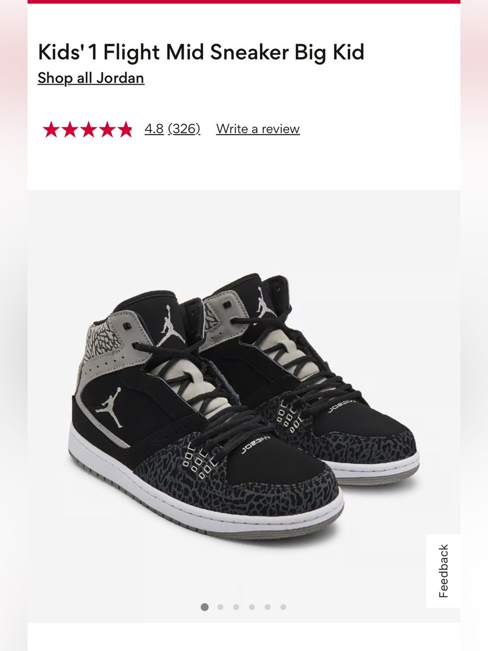 Jordan Kids' 1 Flight Mid Sneaker - Black/Gray size 7